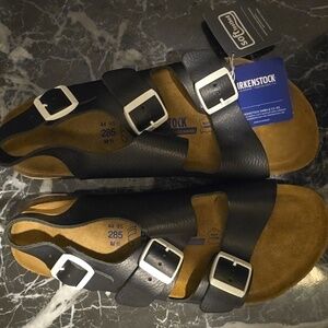 Birkenstock Milano Leather Sandals, Navy With White Buckles, Size 11M, $180.00US
